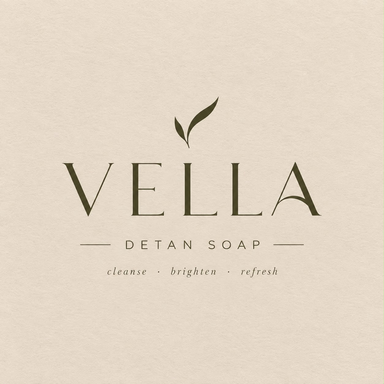 VELLA Detan Soap logo: cleanse, brighten, refresh